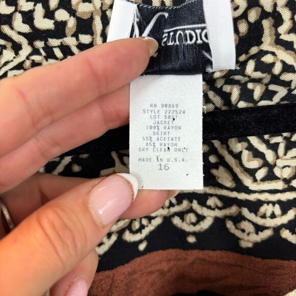 Ladies Vintage K Studio Button Down Printed Blouse with Shoulder Pads Size 16 - Picture 8 of 13